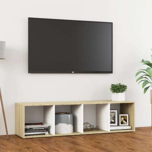 vidaXL fehér és sonoma-tölgy színű TV-szekrény 142,5 x 35 x 36,5 cm 53473541