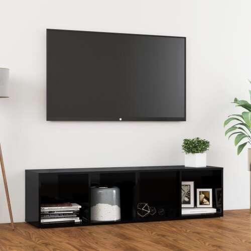 vidaXL magasfényű fekete forgácslap TV-szekrény 142,5 x 35 x 36,5 cm 43891991