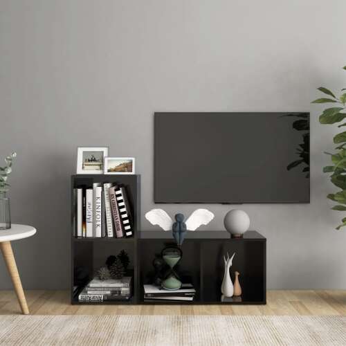 vidaXL 2 db magasfényű fekete forgácslap TV-szekrény 72 x 35 x 36,5 cm 53410603