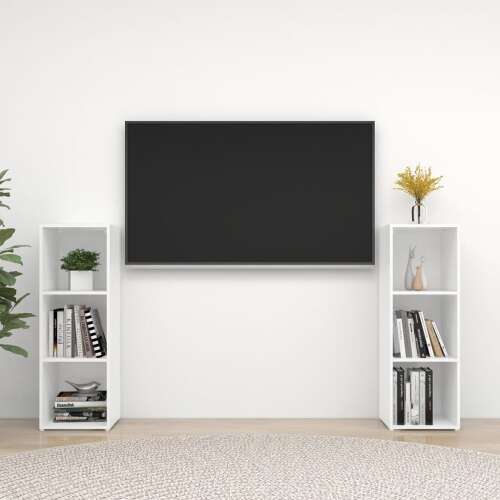 vidaXL 2 db magasfényű fehér forgácslap TV-szekrény 107 x 35 x 37 cm 53471705