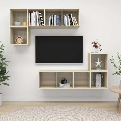 VidaXL Falra Szerelhető TV Szekrény Szett - Sonoma Tölgy - 4 Rész 183668438 - Nappali bútor