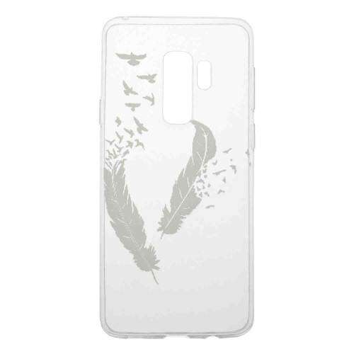 Szilikon tok Samsung Galaxy S9+ telefonhoz, toll és madár mintával - Telefontok