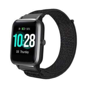 Fekete szövet okosóra szíj tépőzáras rögzítéssel Xiaomi Haylou Solar LS01, Umidigi Uwatch3, Uwatch3 GPS, UFit, Uwatch GT órákhoz - Okosóra szíj