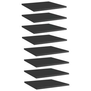 vidaXL 8 db magasfényű fekete forgácslap könyvespolc 40 x 40 x 1,5 cm 53672814 