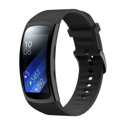 Fekete szilikon okosóra szíj Samsung Gear Fit 2 és Gear Fit 2 Pro okosórákhoz