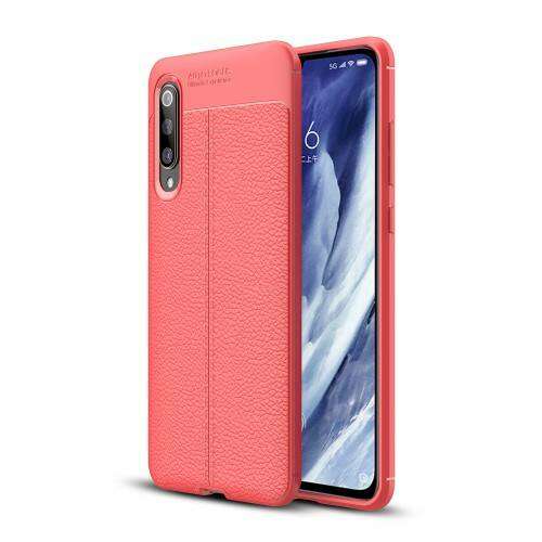 Piros bőrhatású tok Xiaomi Mi 9 Pro 5G telefonhoz - Telefontok