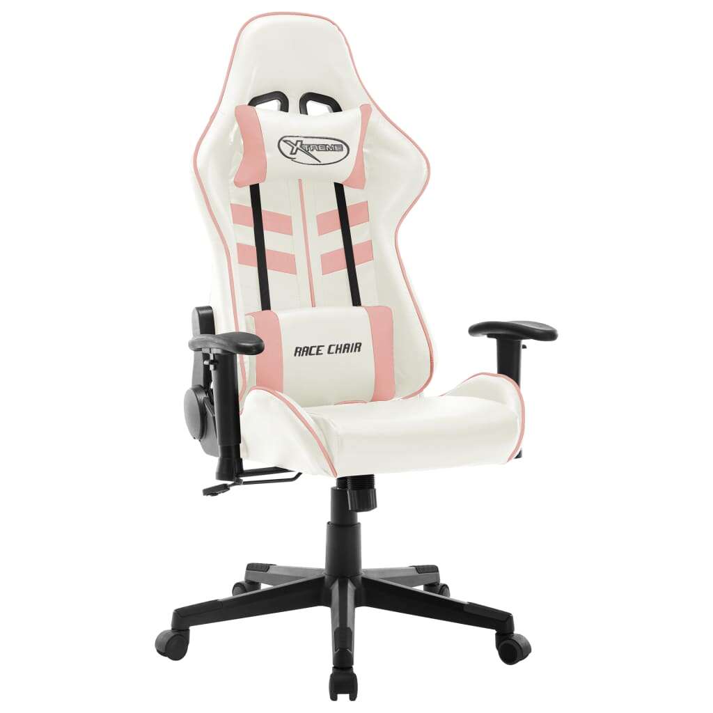 Vidaxl műbőr gamer szék, műbőr, fehér-rózsaszín