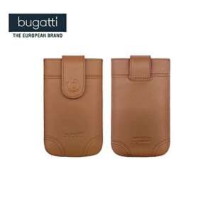 Bugatti Slimcase Dublin barna bőr telefontok kihúzó pánttal és patentos zárral - Bugatti