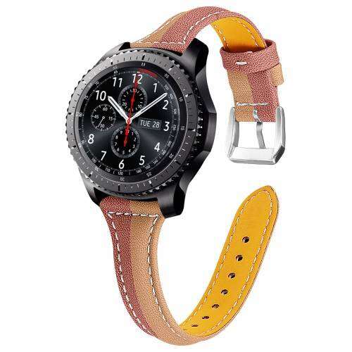 Samsung Galaxy Watch Bőr Szíj - Barna/Világosbarna - 22mm