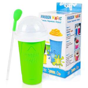 Frozen Magic Slushy Cup, verde, pentru a face slush, smoothie și băuturi înghețate, cu lingură și capac - Pahare