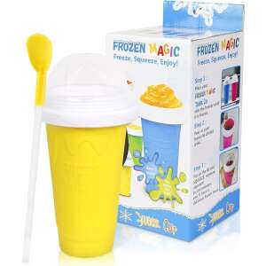 Frozen Magic Slushy Cup, galben, 210 ml, pentru a face slush, smoothie și înghețate, cu lingură și capac - Pahare