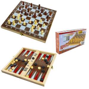 3 az 1-ben játék: sakk, backgammon, dáma! Fadoboz, 39.5x19.5cm 90146938 