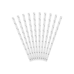 Csillagos Papírszívószál - Ezüst - 10 db - 19,5 cm
