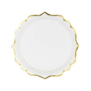 Party Deco Talerzyki papierowe, białe ze złotymi brzegami, 18,5 cm, 6 szt. uniwersalny 90818006 - Rekwizyty imprezowe