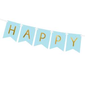 Party Deco Baner urodzinowy, Happy Birthday, jasnoniebieski, 175 cm uniwersalny 90153681 - Dekoracja na imprezę