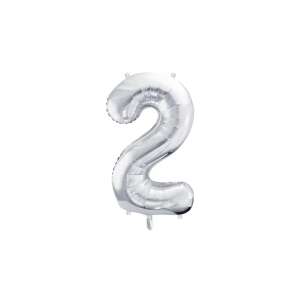Izolowany balon foliowy Party Art srebrny numer 2, 86cm - Bułka w powietrzu