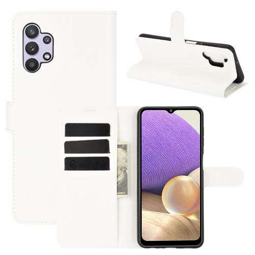 Fehér Samsung Galaxy A32 5G pénztárca tok kártyatartókkal és állvány funkcióval - Telefontok