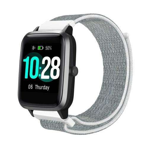 Fehér és szürke szövet okosóra szíj tépőzáras rögzítéssel Xiaomi Haylou Solar LS01, Umidigi Uwatch3, Uwatch3 GPS, UFit, Uwatch GT órákhoz