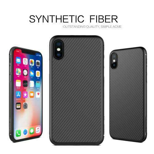 Nillkin Synthetic Fiber telefontok Apple iPhone X és iPhone XS készülékekhez, fekete karbon mintával