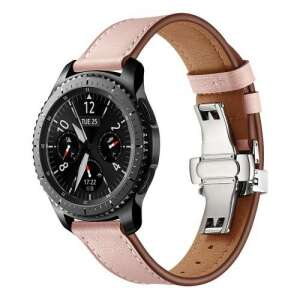 Ezüst és rózsaszín bőr szíj Samsung Galaxy Watch 46mm, Watch GT2 46mm, Watch GT 2e, Gear S3 Frontier, Honor MagicWatch 2 46mm órákhoz - Okosóra szíj
