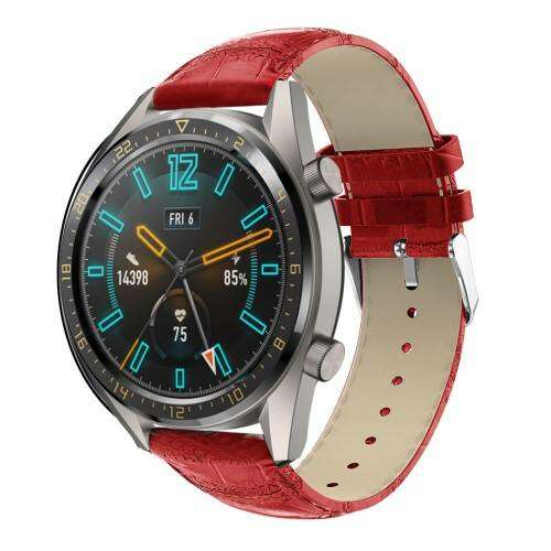 Piros krokodilbőr mintás valódi bőr okosóra szíj Samsung Galaxy Watch 46mm, Samsung Gear S3 Classic, Gear S3 Frontier, Honor MagicWatch 2 46mm órákhoz