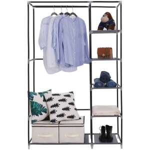 Látková skriňa, mobilná skriňa, so závesnou tyčou 110 x 175 x 45 cm, šedá | SONGMICS