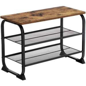 Vasagle cipőpad, rusztikus cipőtartó 2 hálós polccal 66 x 45 x 30 cm