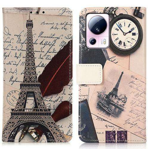 Xiaomi 13 Lite és Civi 2 Eiffel-torony mintás notesz tok kártyatartó zsebekkel - Telefontok