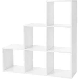 Biely 6-kockový stupňovitý regál, moderný rebríkový regál - Nábytok pre deti a mládež