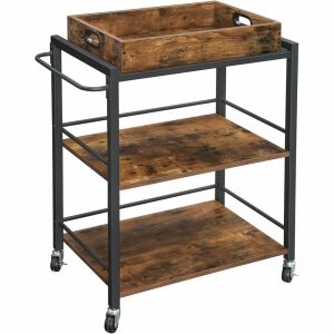 Servírovací vozík s odnímateľným podnosom, 65 x 40 x 86 cm | VASAGLE