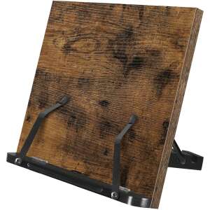 Rustikálny hnedý stojan na knihy, skladací držiak na tablet, nastaviteľný uhol - Police