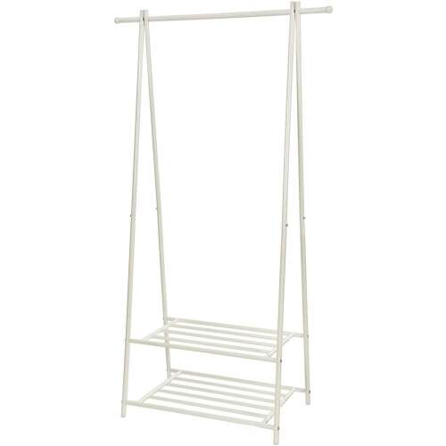 Бял метален гардероб с два рафта за обувки и съхранение, SONGMICS