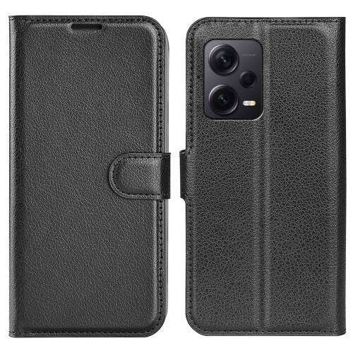 Fekete bőr pénztárca tok Xiaomi Redmi Note 12 Pro Plus telefonhoz 