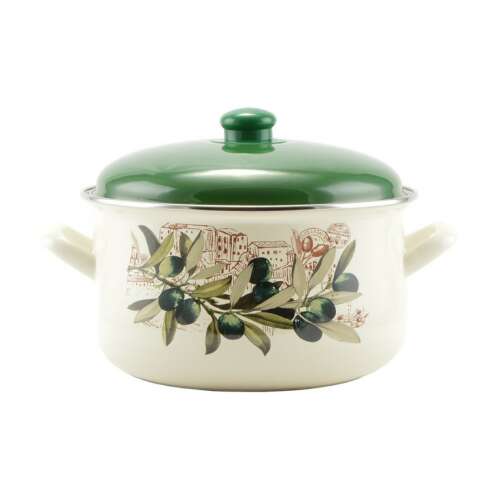 Perfect Home Zománc lábas 24 cm+fedő Oliva