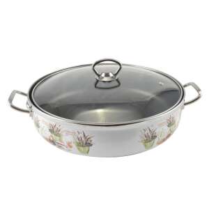 Perfect Home Zománcozott szeletsütő üvegfedővel 28 cm, levendulás