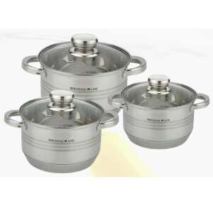 Berghome Line Rozsdamentes Edénykészlet - 3 db Lábas, Üvegfedővel