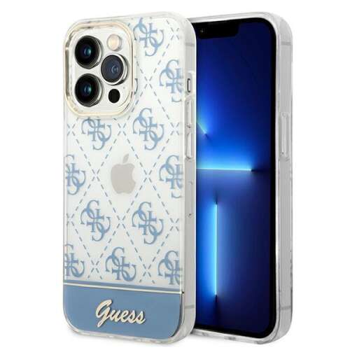 Guess 4G Stripe Script Logo Electroplated Pattern telefontok iPhone 14 Pro kék színben - Guess