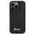 Fekete Guess Sequin Script Metal telefontok iPhone 14 Pro-hoz, elülső nézet