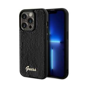 Schwarze Guess Sequin Script Metal Handyhülle für iPhone 14 Pro - Handyhüllen