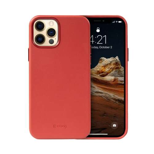 Crong Essential Cover - Bőr telefontok iPhone 12 Pro Max (Piros)