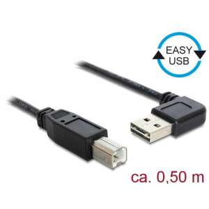 Delock 85167 EASY-USB 2.0 A-B kábel, 0,5m, fekete, derékszögű - Delock