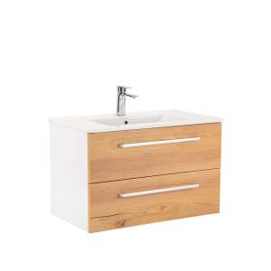 Долен шкаф Vario Clam 80 с мивка, бял дъб 90261253 - Leziter Шкаф за баня