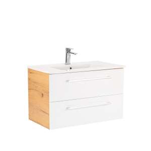 Долен шкаф Vario Clam 80 с мивка дъб-бял 90261260 - Leziter Шкаф за баня