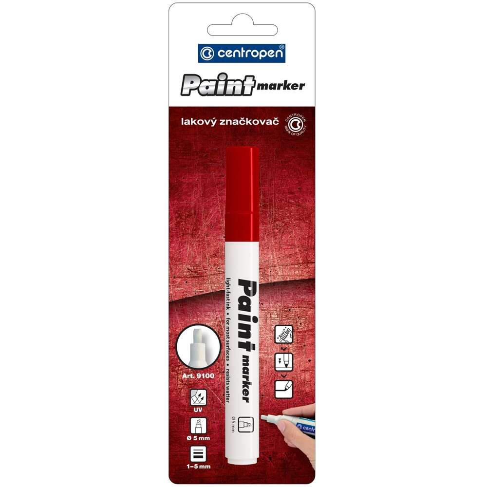 Лаков маркер 1-5 мм, с изрязан връх centropen 9100 червен