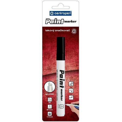 Centropen Paint marker fekete, 1-5mm vonalvastagság, állandó marker, legtöbb felületre, UV álló, vízálló