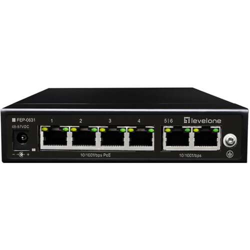 LevelOne FEP-0631 hálózati kapcsoló Fast Ethernet (10/100) Ethernet-áramellátás (PoE) támogatása Fekete (FEP-0631) 90285128