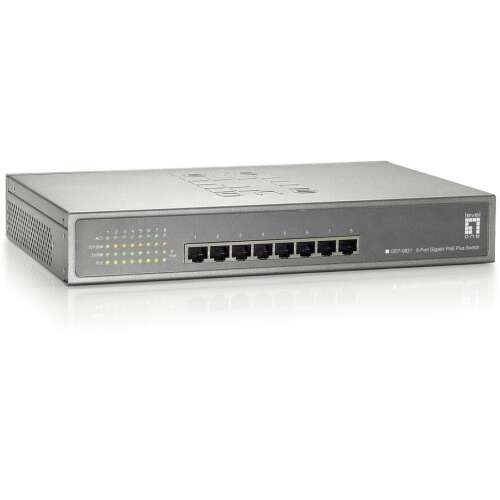 LevelOne GEP-0821 8-Port Gigabit PoE+ Switch, изглед отпред