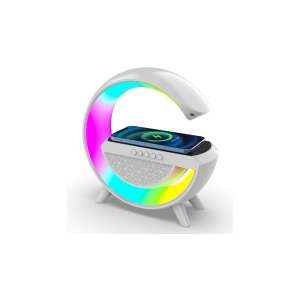 Zelux Multimédiás głośnik Bluetooth, bezprzewodowa ładowarka, RGB, lampa LED, biały, 3 w 1, inteligentna lampa, ładowanie bezprzewodowe, głośnik Bluetooth, światło LED - Głośnik Bluetooth