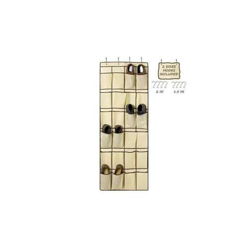 24 Zsebbel ellátott, ajtóra akasztható cipőtartó, bézs színben