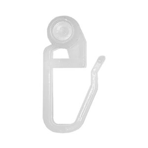 Közelkép egy műanyag függönyhorogról kis görgővel - Függönykarika